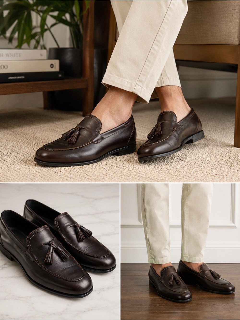 Bruno Magli Berna Men’s Brown Leather Tassel Loafers Size 8 Made in Italy